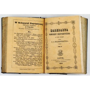 KRASZEWSKI J[ózef] I[gnacy] - Maleparta. Historical novel of the 18th century. T. 1-2. published by J. N. Bobrowicz....