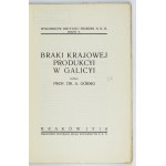 GÓRSKI A[ntoni] - Braki krajowej produkcyi w Galicyi. Kraków 1916. Centralne Biuro Wydawnictw NKN. 8, s. 123, [3]...