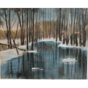 Piotr Gogolewski, Winter forest landscape - snowmelt