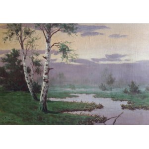 Aleksander Makowski, Landscape with Birches