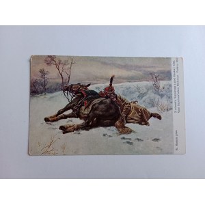 POSTCARD KOSSAK ARMY SOLDIERS HORSES NAPOLEON PAINTING PRE-WAR