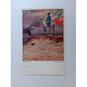 POSTKARTE KOSSAK PFERDE VISION VON NAPOLEON MALEREI VORKRIEGSZEIT