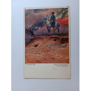 POSTCARD KOSSAK HORSES VISION OF NAPOLEON PRE-WAR PAINTING