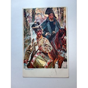 POSTCARD KOSSAK HORSES NAPOLEON ARMY PAINTING PRE-WAR