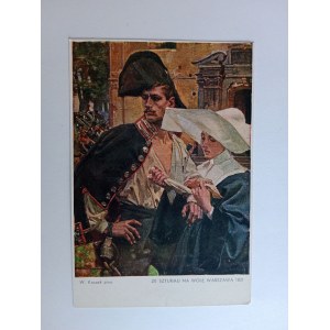POSTCARD KOSSAK FROM STORMING THE WILL WARSAW 1831 PRE-WAR PAINTING