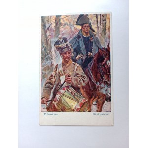 POSTCARD KOSSAK AMONG HAIL OF BULLETS SOLDIER ARMY PAINTING PRE-WAR