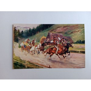 POSTCARD KOSSAK WEDDING HIGHLAND HORSES PAINTING PRE-WAR