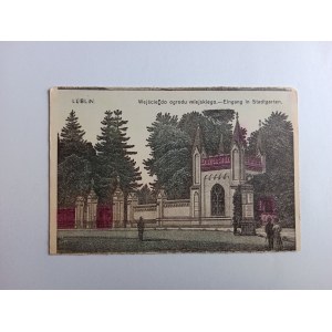 POSTKARTE LUBLIN EINGANG ZUM STADTGARTEN VORKRIEGSZEIT