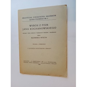 KAZIMIERZ NITSCH, WYBÓR Z PISM JANA KOCHANOWSKIEGO