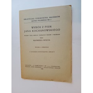 KAZIMIERZ NITSCH, SELECTION FROM THE WRITINGS OF JAN KOCHANOWSKI