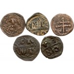 Byzantine Follis ND Lot of 5 Coins