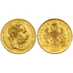 Austria 8 Florins- 20 Francs 1883