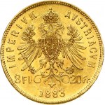 Austria 8 Florins- 20 Francs 1883
