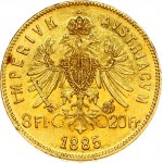 Austria 8 Florins- 20 Francs 1885