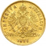 Austria 8 Florins- 20 Francs 1889