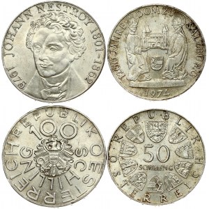 Austria 50 & 100 Schilling (1974-1976) Commemorative issue Lot of 2 Coins