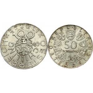 Austria 50 & 100 Schilling (1974-1976) Commemorative issue Lot of 2 Coins