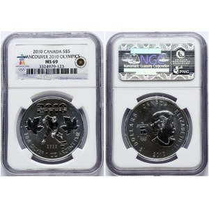 Canada 5 Dollars 2010 Hockey Player NGC MS 69