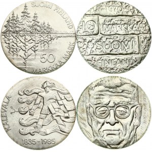 Finland 10 Markkaa 1970 & 50 Markkaa 1985 Lot of 2 Coins