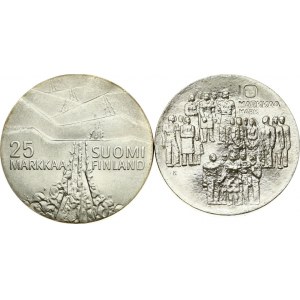 Finland 10 Markkaa 1977 & 25 Markkaa 1978 Lot of 2 Coins