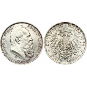 Bavaria 3 Mark 1911 D 90th Birthday