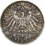 Bavaria 5 Mark 1911 D Luitpold 90th Birthday