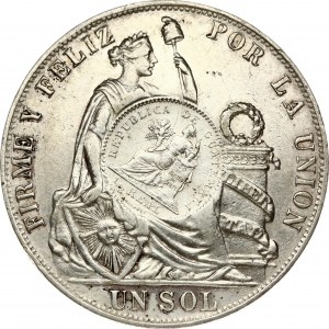 Guatemala 1 Peso 1890 TF Peru with 1894 Counterstamp