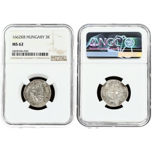Hungary 3 Kreuzer 1662 KB NGC MS 62 ONLY 3 COINS IN HIGHER GRADE