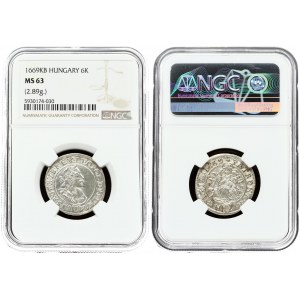 Hungary 6 Kreuzer 1669 KB NGC MS 63