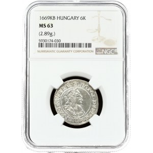 Hungary 6 Kreuzer 1669 KB NGC MS 63