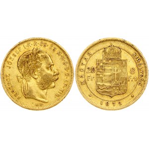 Hungary 20 Francs- 8 Forint 1872 KB