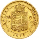 Hungary 20 Francs- 8 Forint 1872 KB