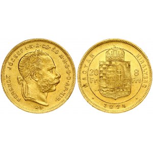 Hungary 20 Francs- 8 Forint 1874 KB