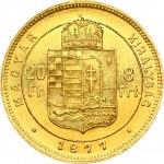 Hungary 20 Francs- 8 Forint 1877 KB