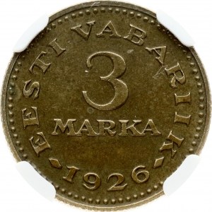 Estonia 3 Marka 1926 NGC MS 62