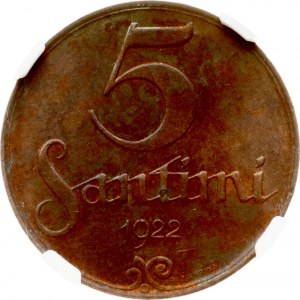 Latvia 5 Santimi 1922 NGC MS 62 BN