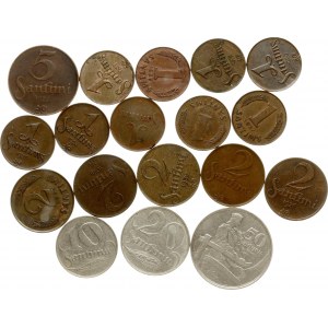 Latvia 1 - 50 Santimu 1922-1939 Lot of 18 Coins