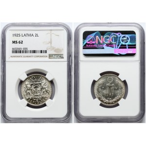 Latvia 2 Lati 1925 NGC MS 62