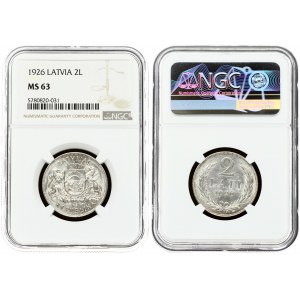 Latvia 2 Lati 1926 NGC MS 63