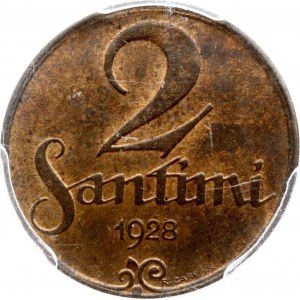 Latvia 2 Santimi 1928 PCGS MS63 RB ONLY ONE COIN IN HIGHER GRADE