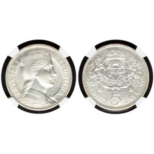 Latvia 5 Lati 1931 NGC MS 62