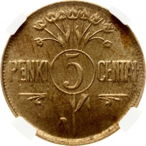Lithuania 5 Centai 1925 NGC MS 63