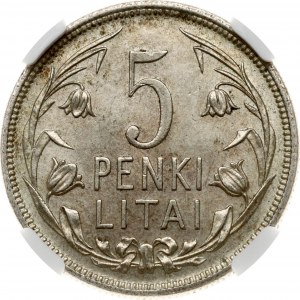 Lithuania 5 Litai 1925 NGC AU 58