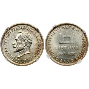 Lithuania 10 Litu 1938 Smetona NGC MS 62