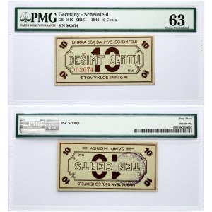 Scheinfeld Camp 10 Cents 1946 Coupon PMG 63 Choice Unc