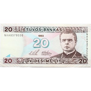 Lithuania 20 Litu 1993 Maironis