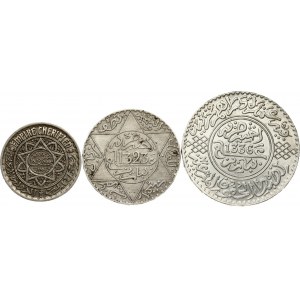 Morocco 10 Francs, 5, 10 Dirhams 1323 (1905) - 1366 (1947) Lot of 3 Coins