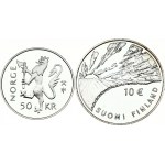 Norway 50 Kroner 1995 & Finland 10 Euro 2006 Lot of 2 Coins