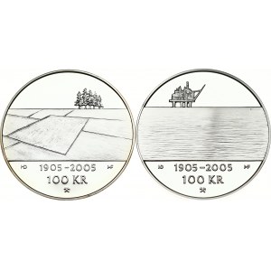 Norway 100 Kroner 2005 Dissolution of the Union Lot of 2 Coins