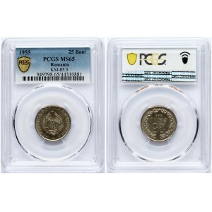 Romania 25 Bani 1955 PCGS MS 65 ONLY 2 COINS IN HIGHER GRADE